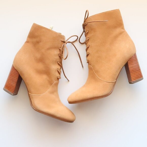 Marc Fisher Suede Leather Block Heel Lace-up Ankle Boots / Booties Size 7.5 - Picture 16 of 16